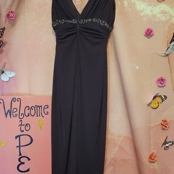 * DAVID MEISTER V NECK DESIGNER DARK BROWN DRESS - Picture 7 of 11